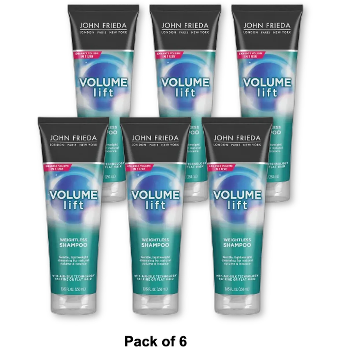 John Frieda Volume Lift Weightless Shampoo for Fine or Flat Hair 8.45Oz (Pack of 6)