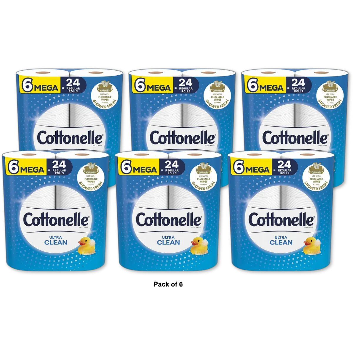 Cottonelle Ultra Clean Toilet Paper Mega Rolls 312 Sheets Per Roll 29.6Oz (Pack of 6)