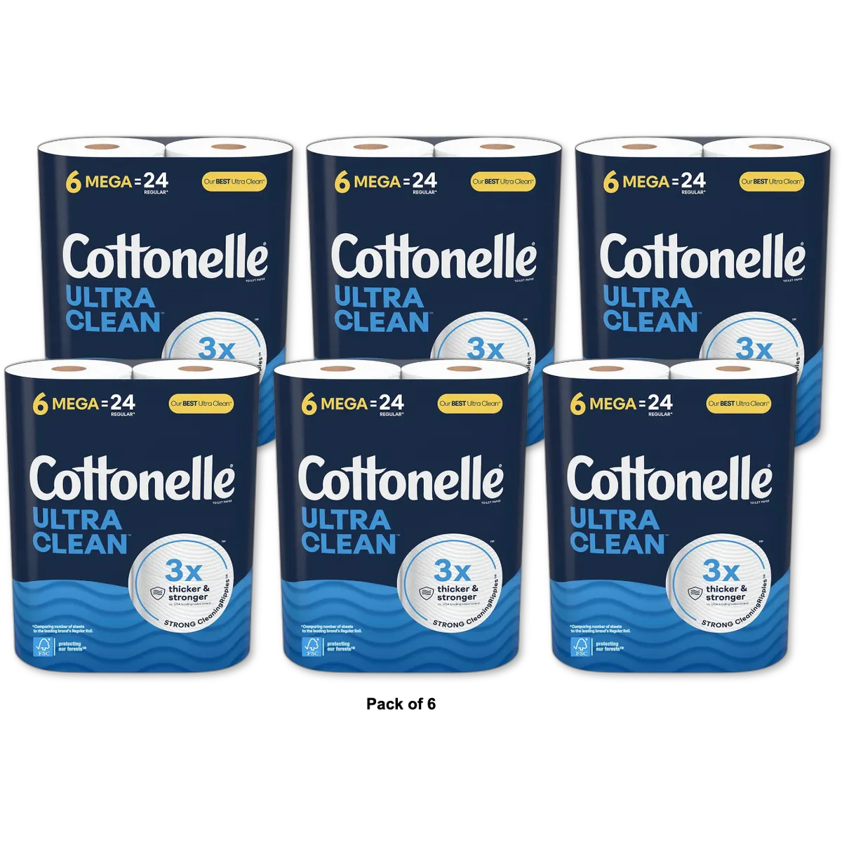 Cottonelle Ultra Comfort Care Clean Strong Toilet Paper 29.6Oz (Pack of 6)