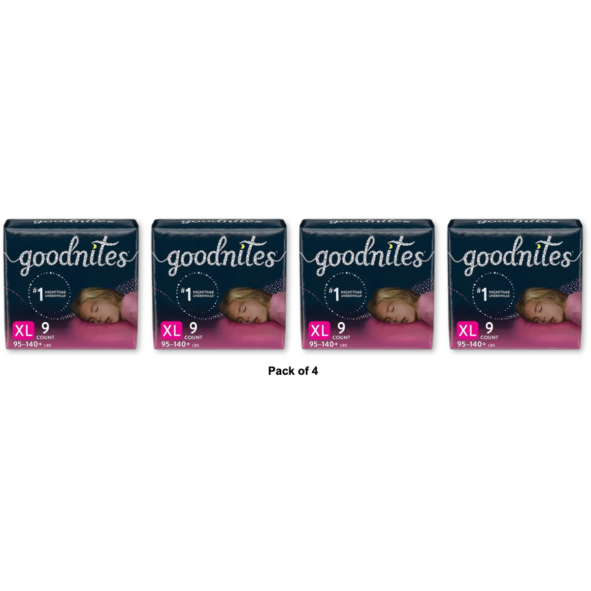 Goodnites Girls Nighttime Bedwetting Underwear Extra Large 25.6Oz (Pack of 4)