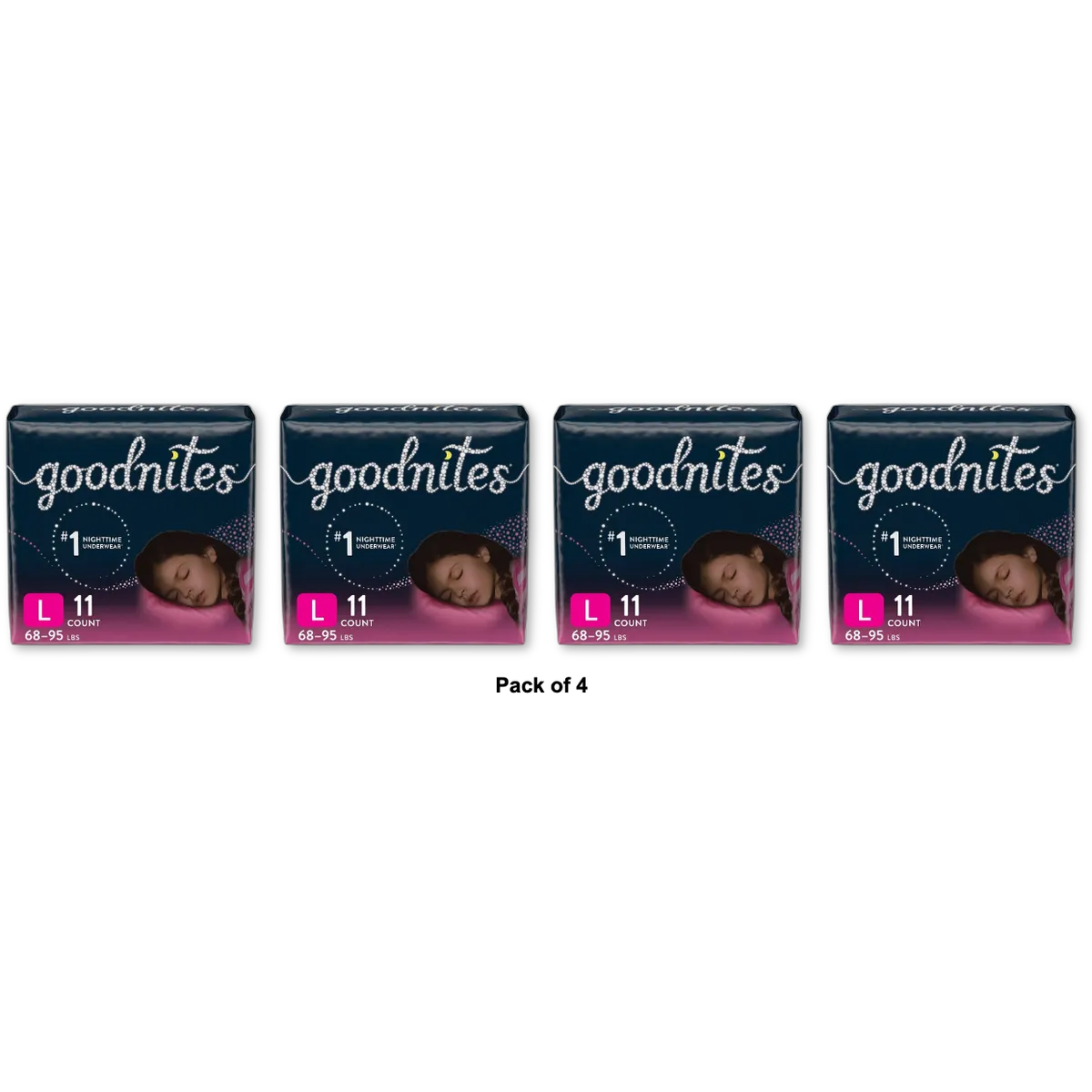 Goodnites Overnight Underwear for Girls Large Size 20.16Oz (Pack of 4)