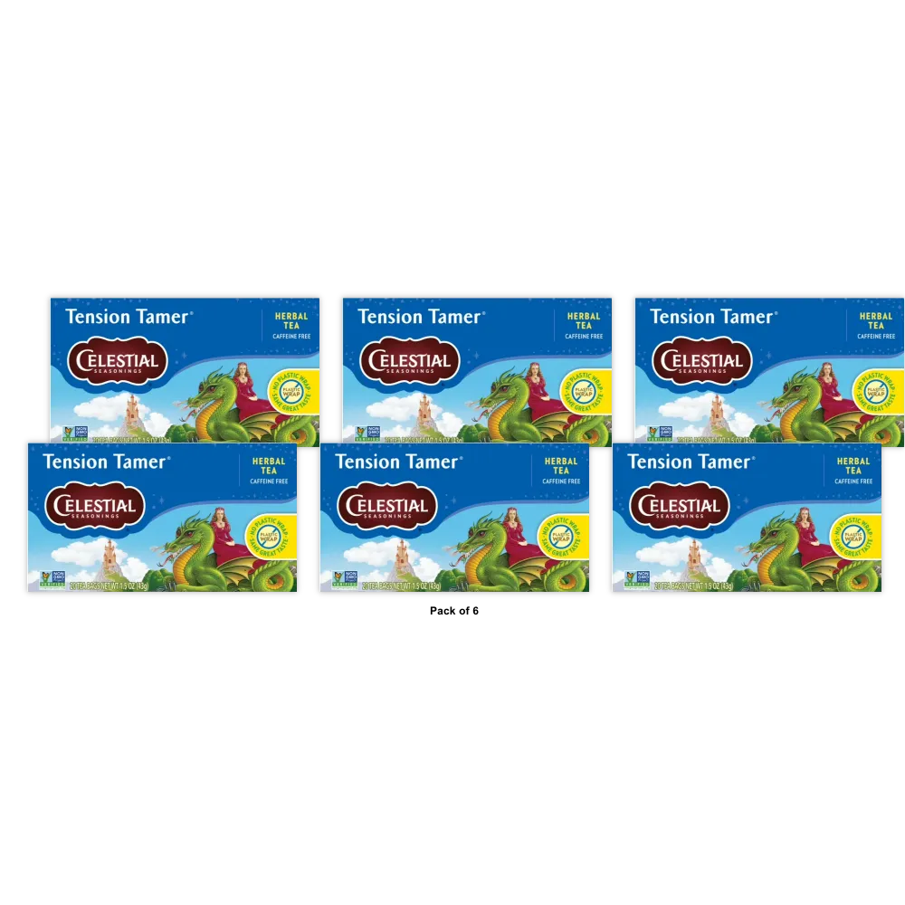 Celestial Seasonings Tension Tamer Natural Herbal Tea 20 Bags 2.6Oz (Pack Of 6)