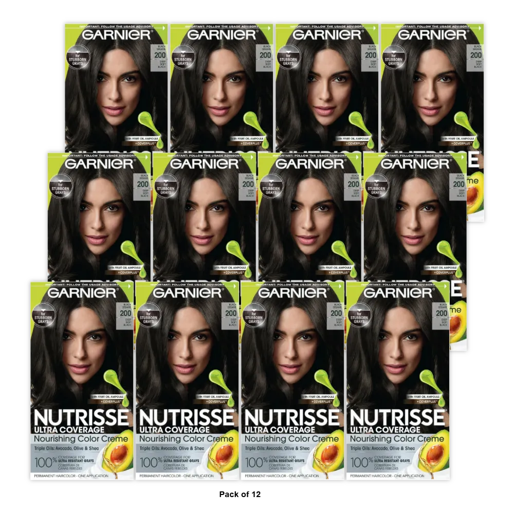 Garnier Nutrisse Ultra Coverage 100% Gray Coverage Permanent Hair Color 8.48oz (Pack of 12)
