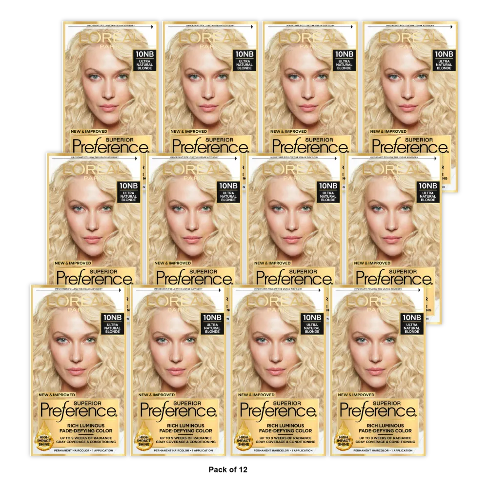 Loreal Superior Preference Hair Color 10Nb Ultimate Natural Blonde 8Oz (Pack Of 12)