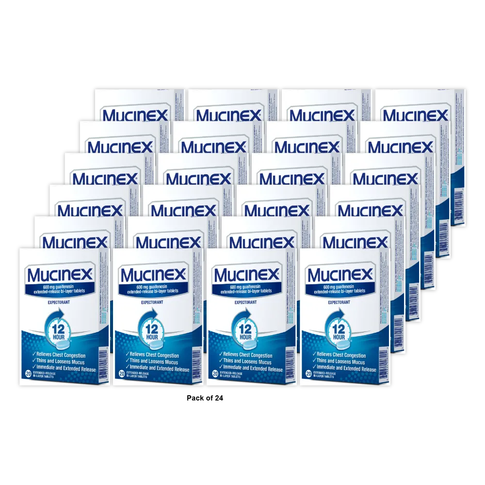 Mucinex Expectorant Guaifenesin Extended Release 600 Mg Tablets 0.07Oz (Pack Of 24)