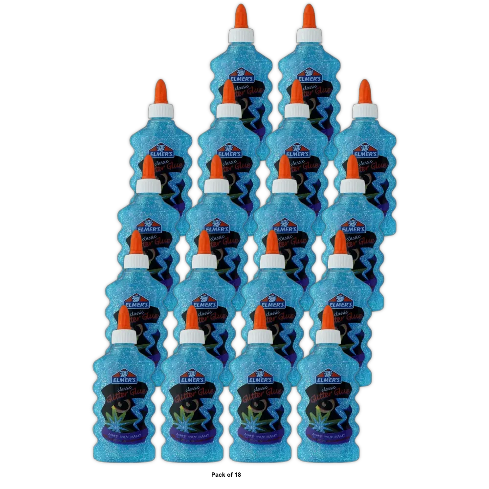 Elmers Liquid Glitter Glue Washable Blue 6Oz (Pack of 18)