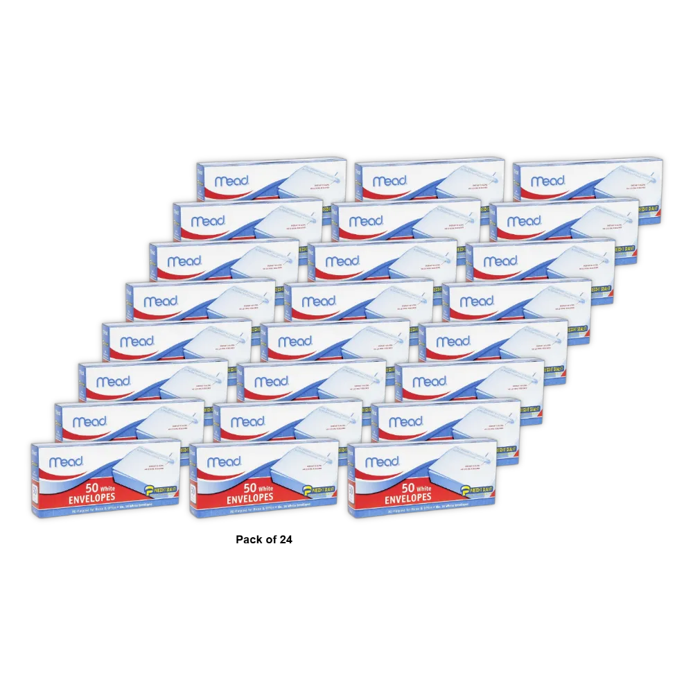 Mead #10 Press It-Seal It 4-1/8" x 9-1/2" White Plain Envelopes 17.28oz (Pack of 24)