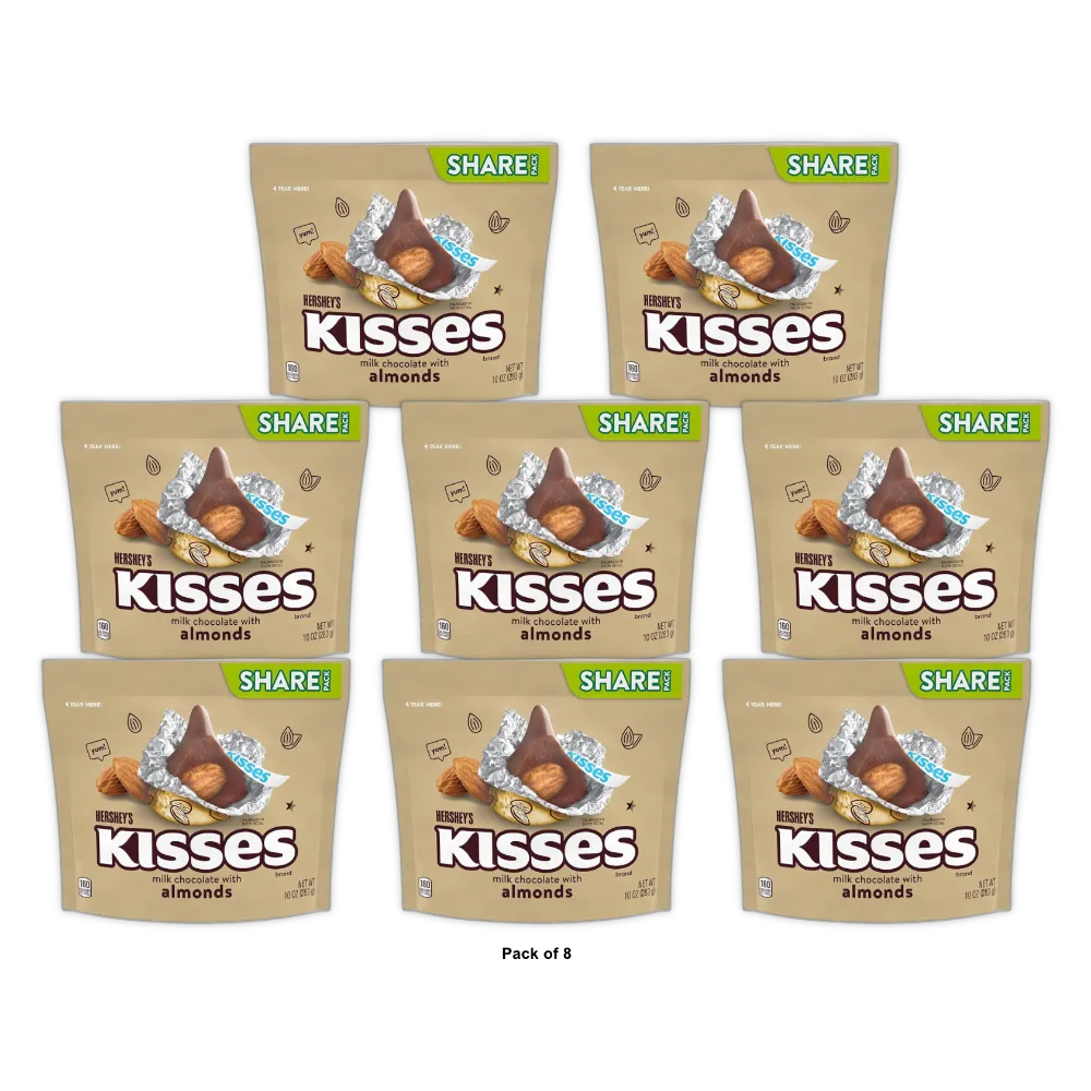 Hersheys Kisses Milk Chocolate with Almonds Candy 10Oz (Pack of 8)