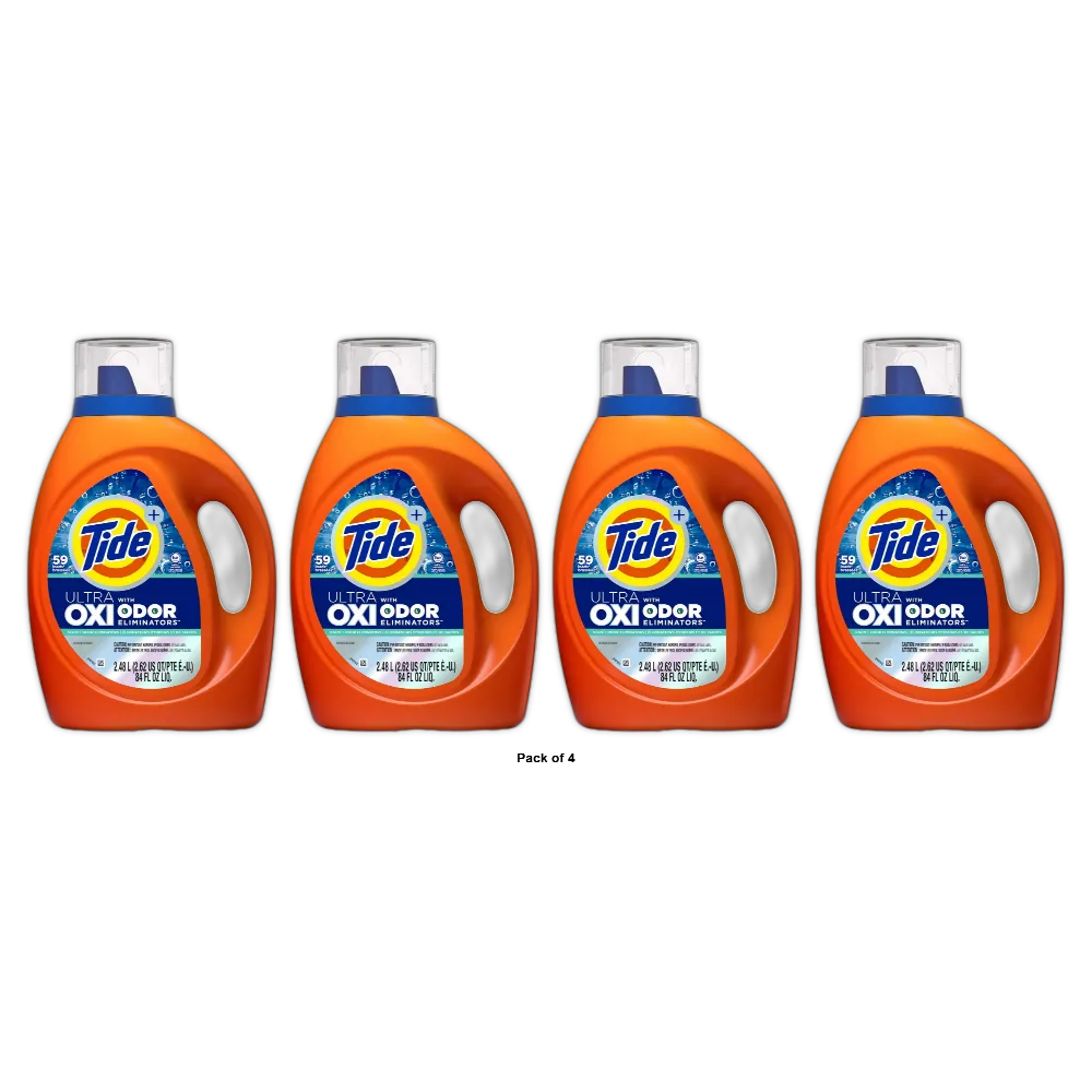 Tide Liquid Detergent OXI with Odor Remover 84oz (Pack of 4)