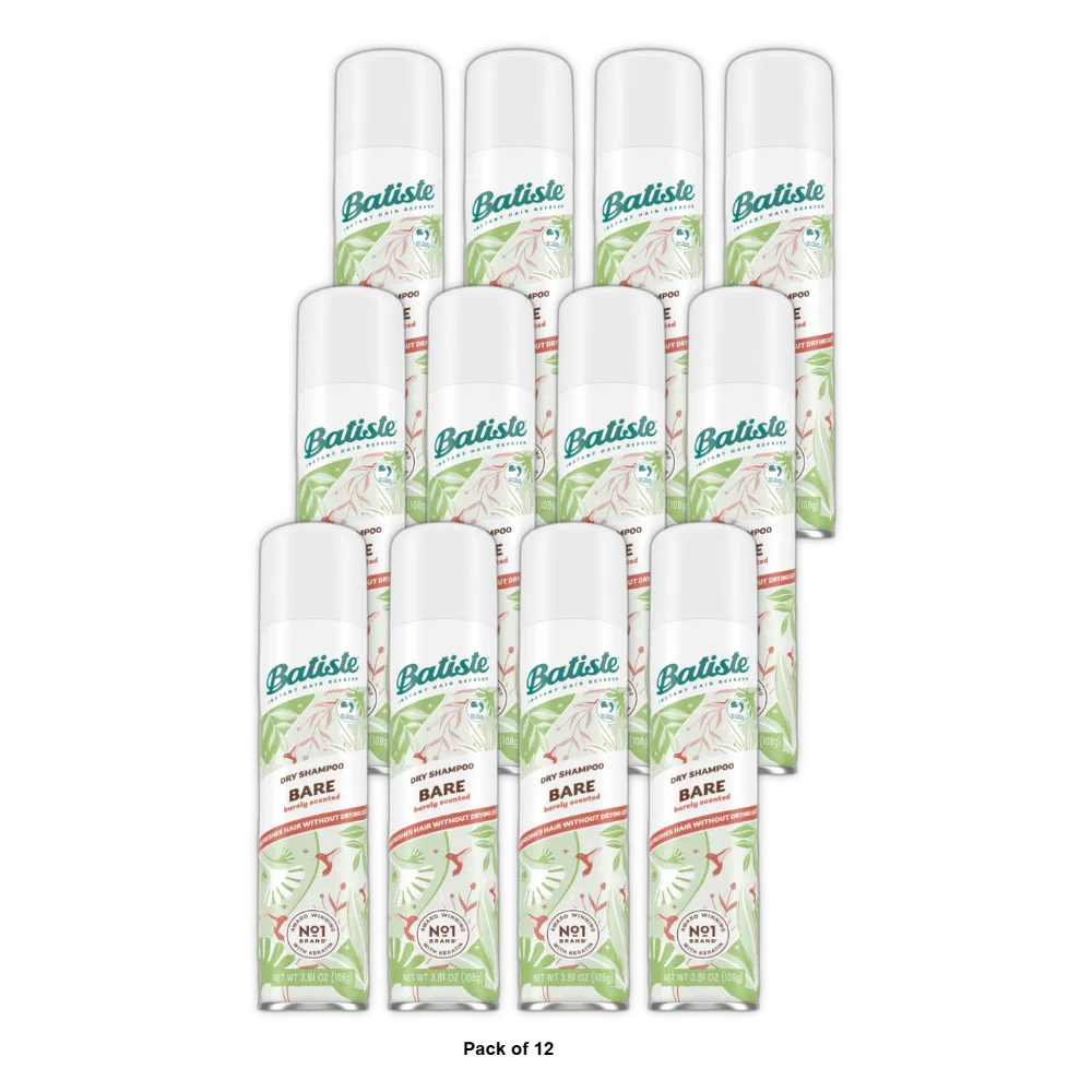 Batiste Bare Dry Shampoo Natural Light 3.81 oz (Pack of 12)