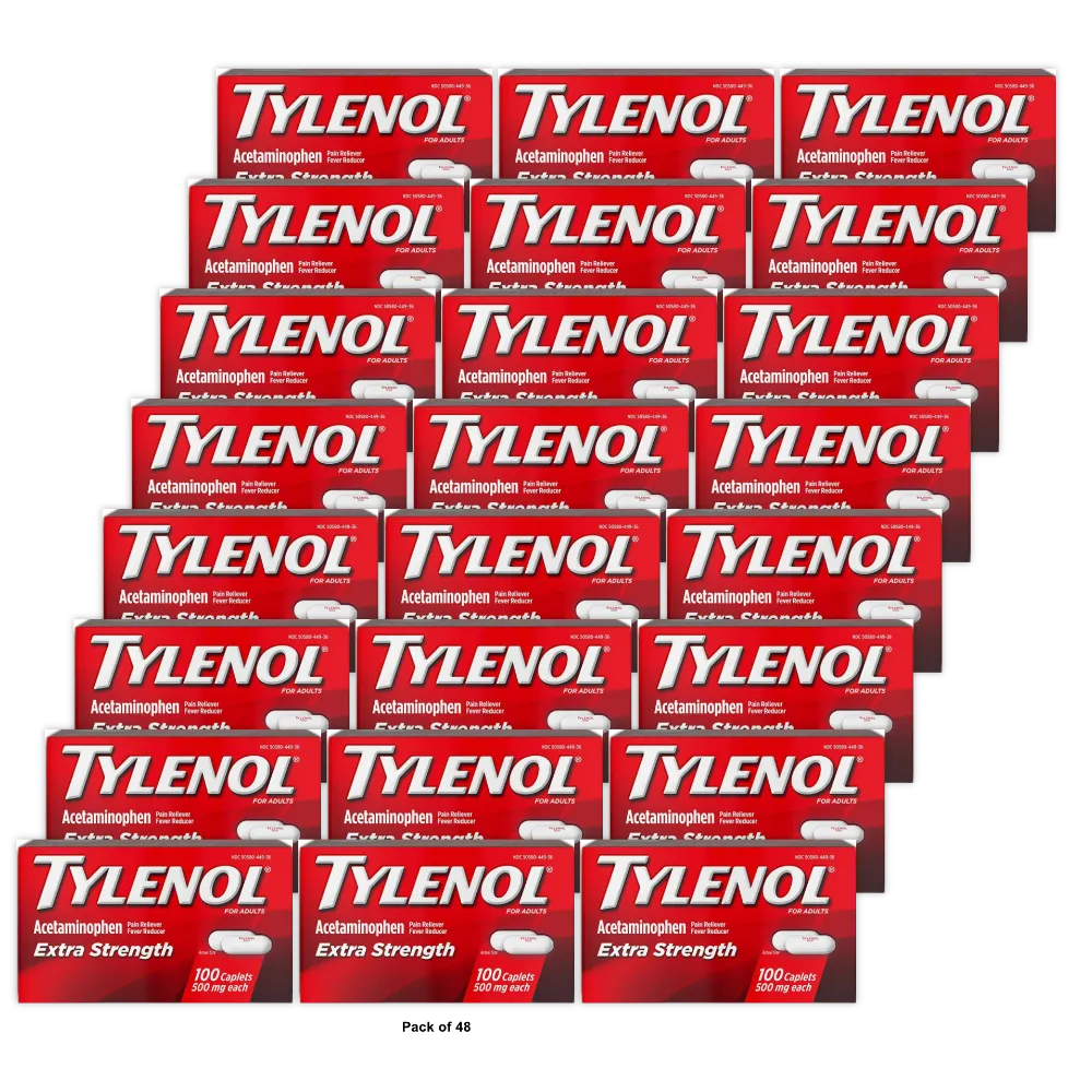Tylenol Extra Strength Caplets For Adults 3.68Oz (Pack of 48)