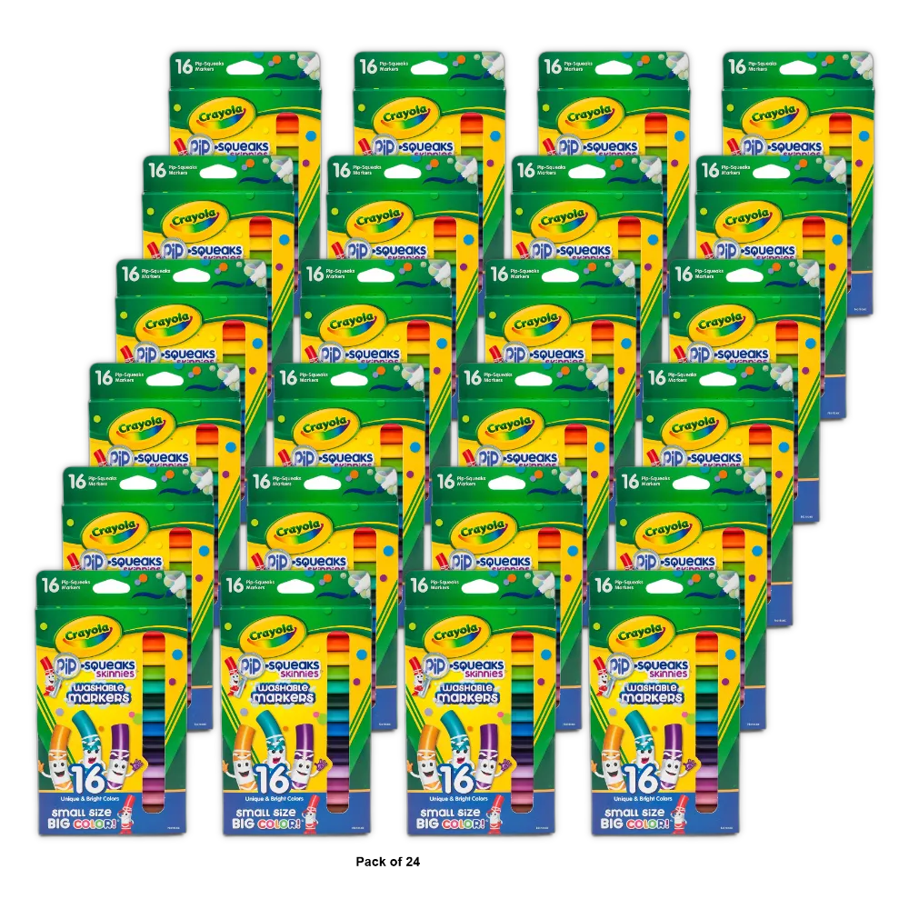 Crayola Pip-Squeaks Washable Skinnies Set 16-Colors 3.52oz (Pack of 24)