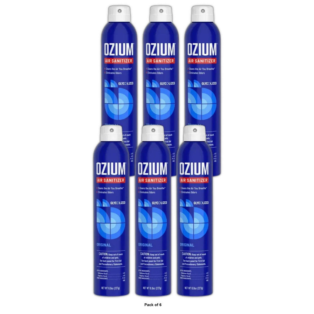 Ozium Air Sanitizer & Odor Eliminator for Homes Cars Offices and More Original Scent 8 Oz (Pack of 6)