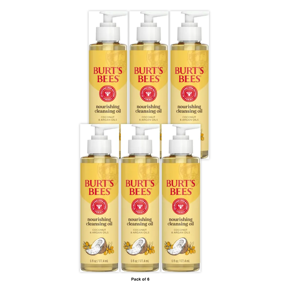 Burt's Bees Nourishing Cleansing Oil with Coconut and Argan Oils, 6 Fluid Ounces (Pack of 12)