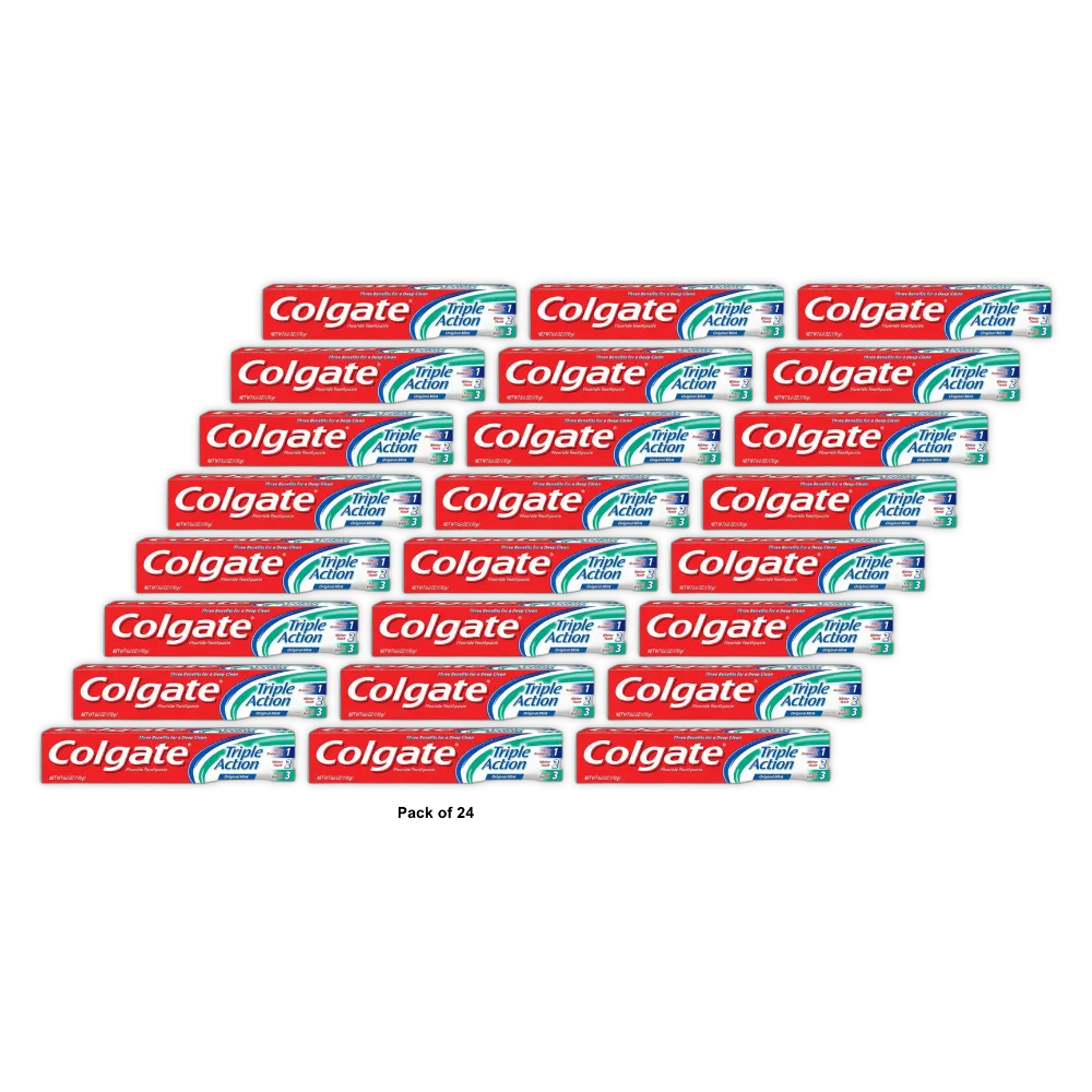Colgate Triple Action Flouride Toothpaste Original Mint 6Oz (Pack of 24)