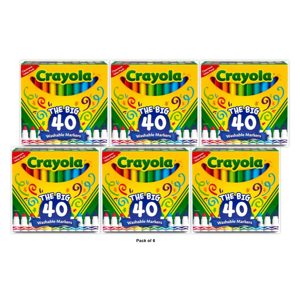 Crayola Ultra Clean Washable Markers 40 Ct 0.704Oz (Pack Of 6)