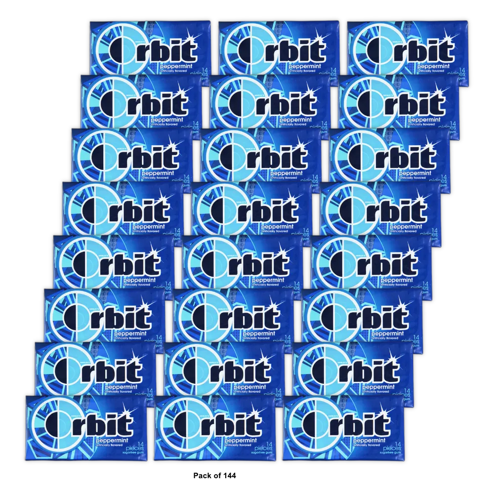 Wrigleys Orbit Peppermint Sugar Free Gum Peppermint 1.15Oz (Pack of 144)