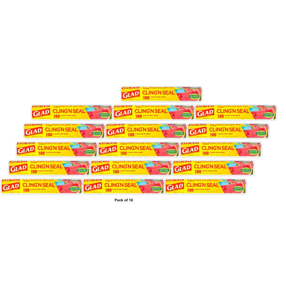 Glad Cling Wrap 100 ft Case of 16 11.8oz (Pack of 16)