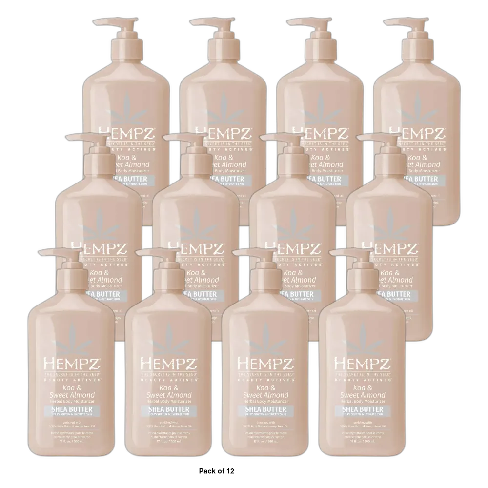 Hempz Koa & Sweet Almond Smoothing Herbal Body Moisturizer from Purebeau 17 fl oz (Pack of 12)