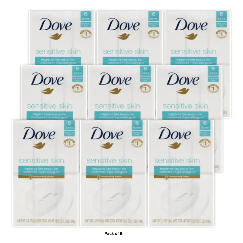 Dove Personal Size Sensitive Skin Beauty Bar 3.7 Oz 6 Ea (Pack of 9)