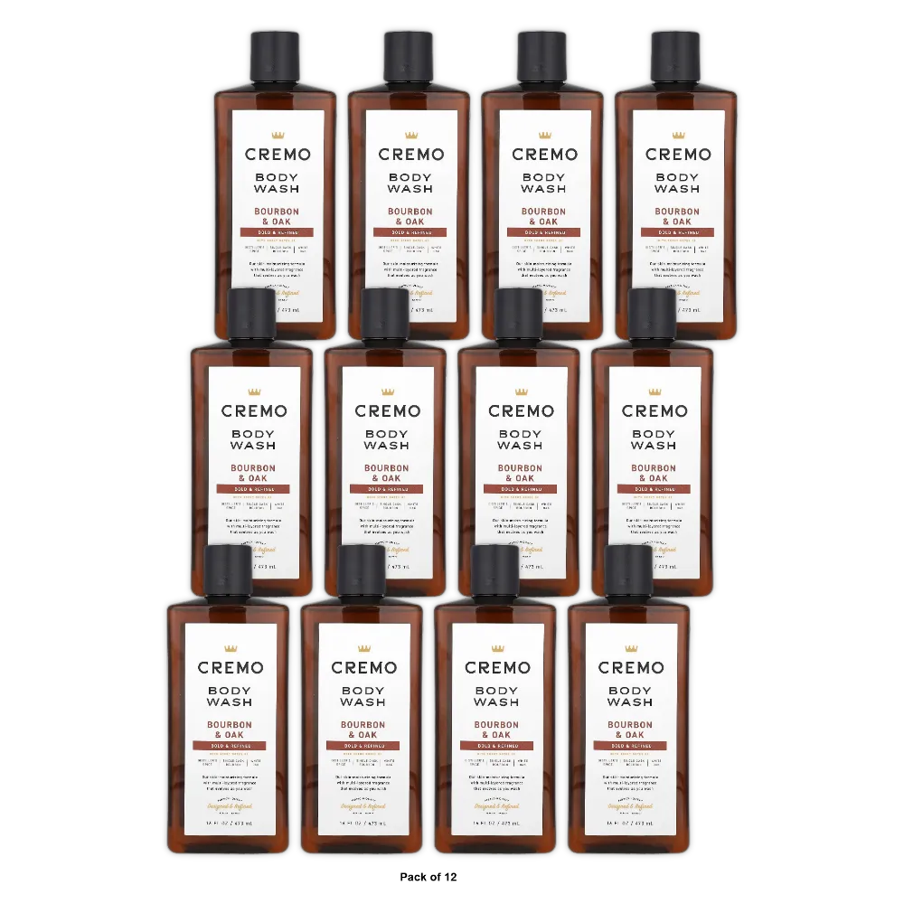 Cremo All Season Body Wash Bourbon & Oak 16 Ounce (Pack of 12)