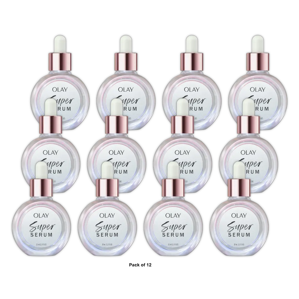 Olay Skin Care Super Serum Facial Serum, 5 In 1 Anti-Aging, All Skin Types, 1.0 Fl Oz (Pack Of 12)