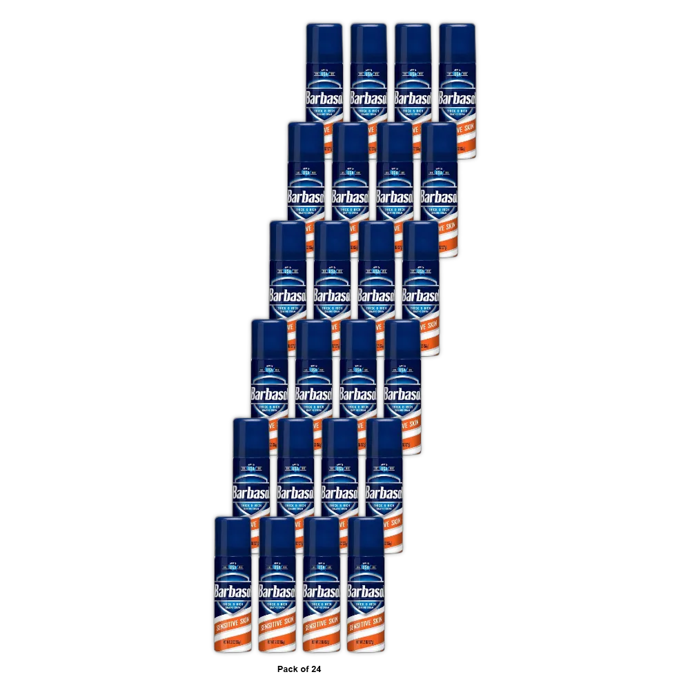 Barbasol Shave Cream Sensitive Skin Travel Size 2Oz (Pack of 24)