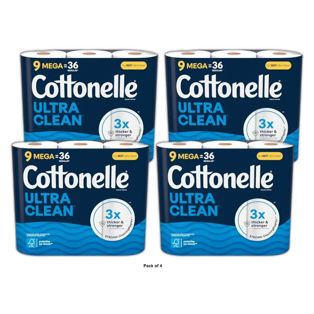 Cottonelle Ultra Clean Toilet Paper 9 pack 41.6oz (Pack of 4)