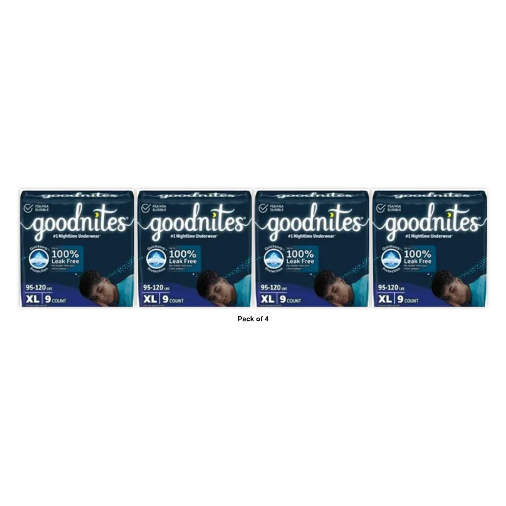 Goodnites Boys Heavy Absorbency Nighttime Underwear 20.48Oz (Pack of 4)