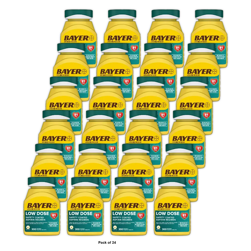 Bayer Regimen Low Dose Aspirin 81 mg 300 Tablets 6oz (Pack of 24)