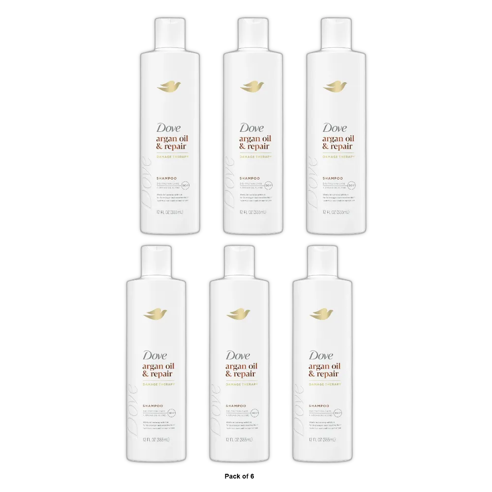 Dove Argan Oil & Repair Shampoo 12 Oz (Pack of 6)