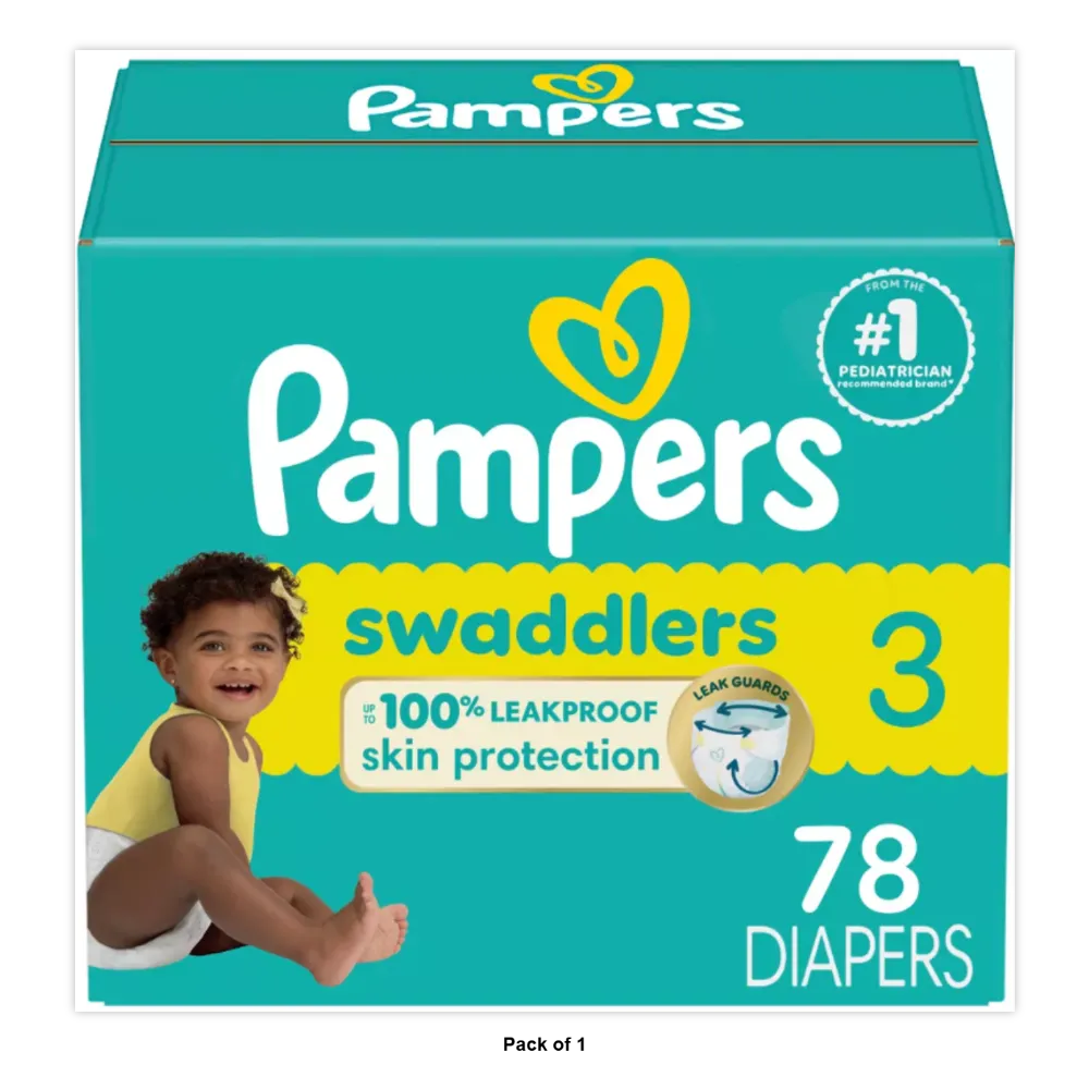 Pampers Swaddlers Active Baby Diapers Size 3 77.28Oz (Pack of 1)