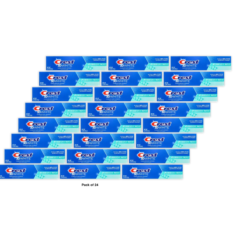 Crest 3D White Vibrant Mint Toothpaste 2.3 oz (Pack of 24)