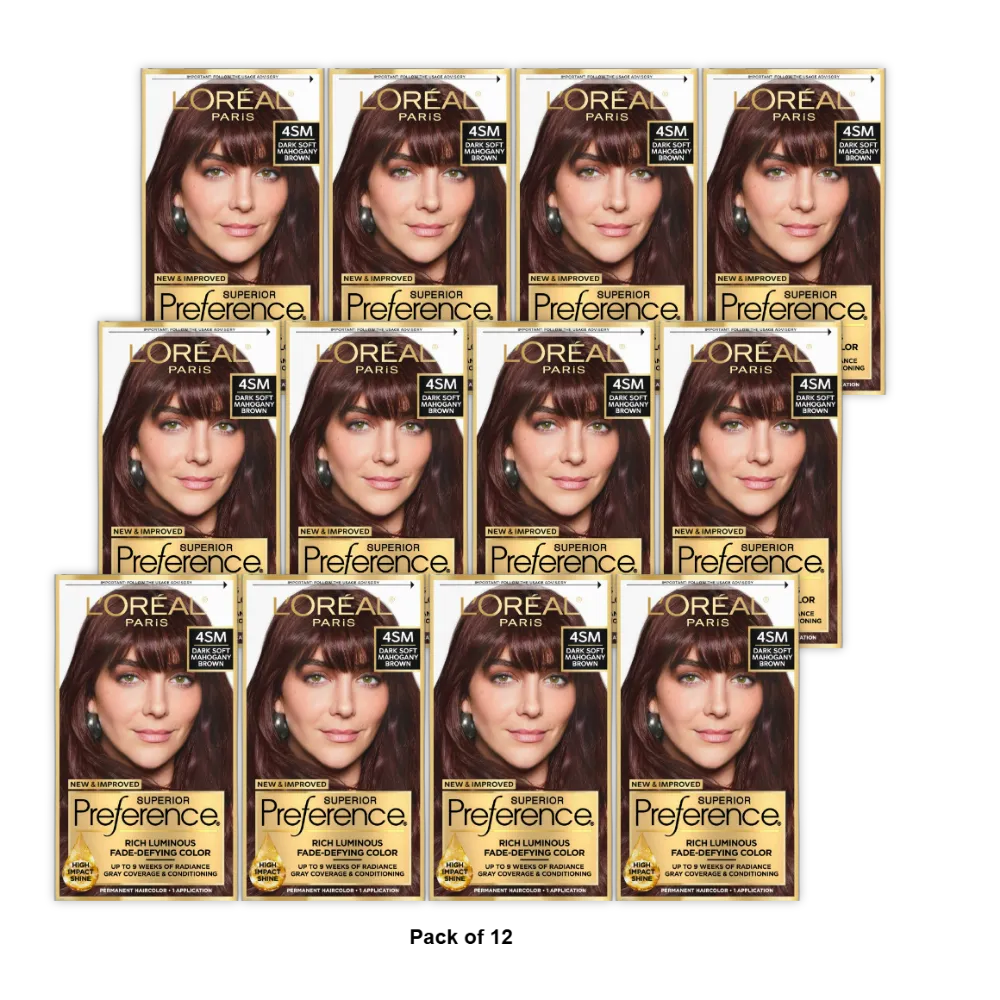 Loreal Paris Superior Preference Luminous Fade Defying Color 4Sm Dark Soft Mahogany Brown 8Oz (Pack Of 12)
