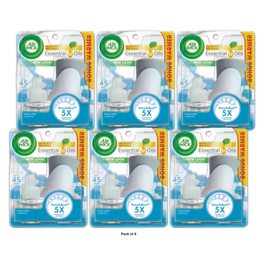 Air Wick Scented Oil Starter Kit Snuggle Fresh Linen 0.67Oz (Pack Of 6)