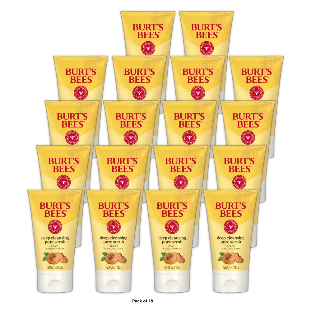 Burts Bees Deep Pore Exfoliating Facial Scrub Peach And Willow Bark 4Oz (Pack of 18)