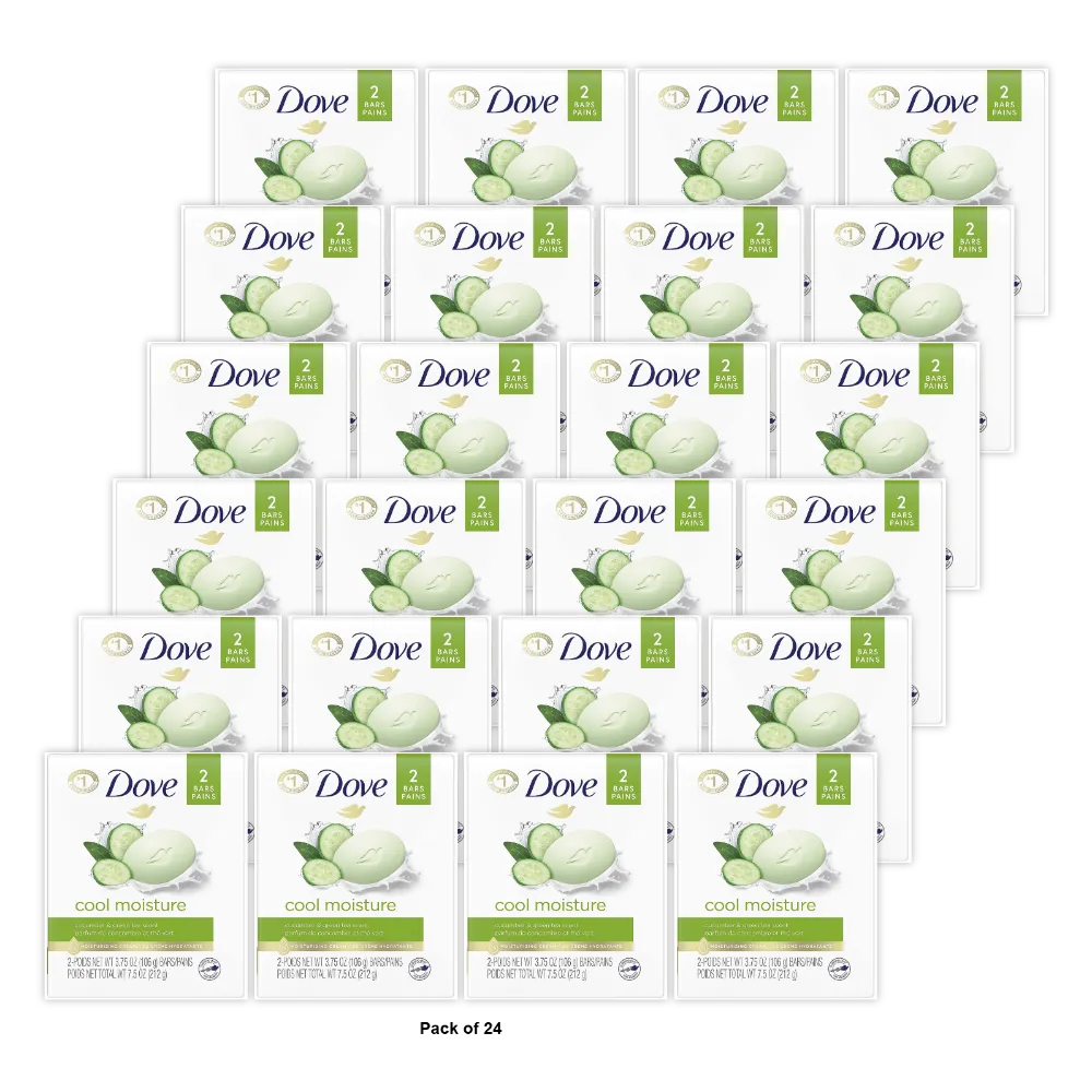 Dove Cool Moisture Beauty Bar Soap Cucumber And Green Tea 2 Ea 3.75Oz (Pack of 24)