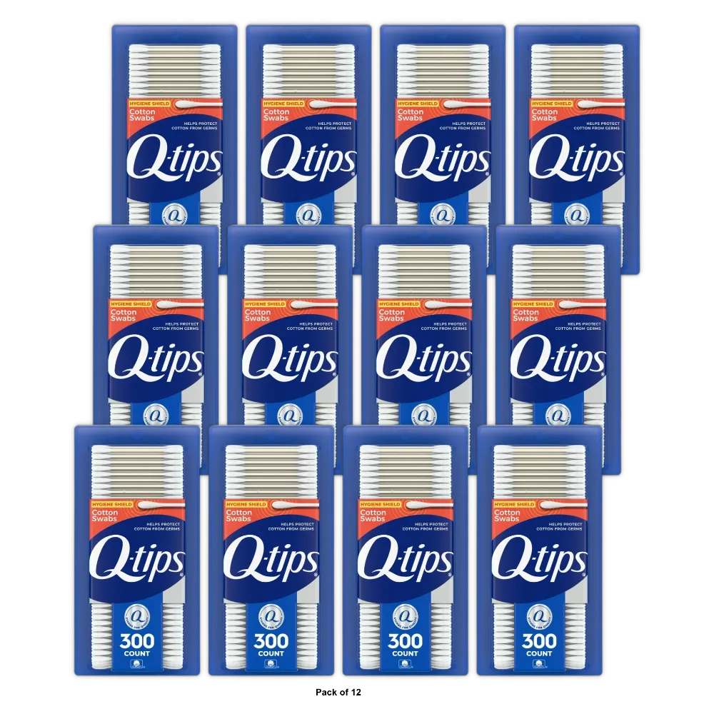 Q-Tips Antibacterial Cotton Swabs For Clean Ears 5.8oz (Pack of 12)