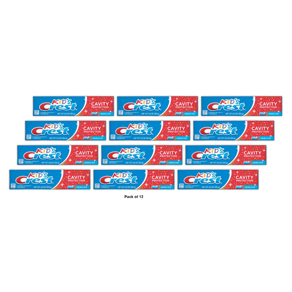 Crest Kid's Fluoride Anticavity Toothpaste Sparkle Fun Flavor 4.6Oz (Pack of 12)