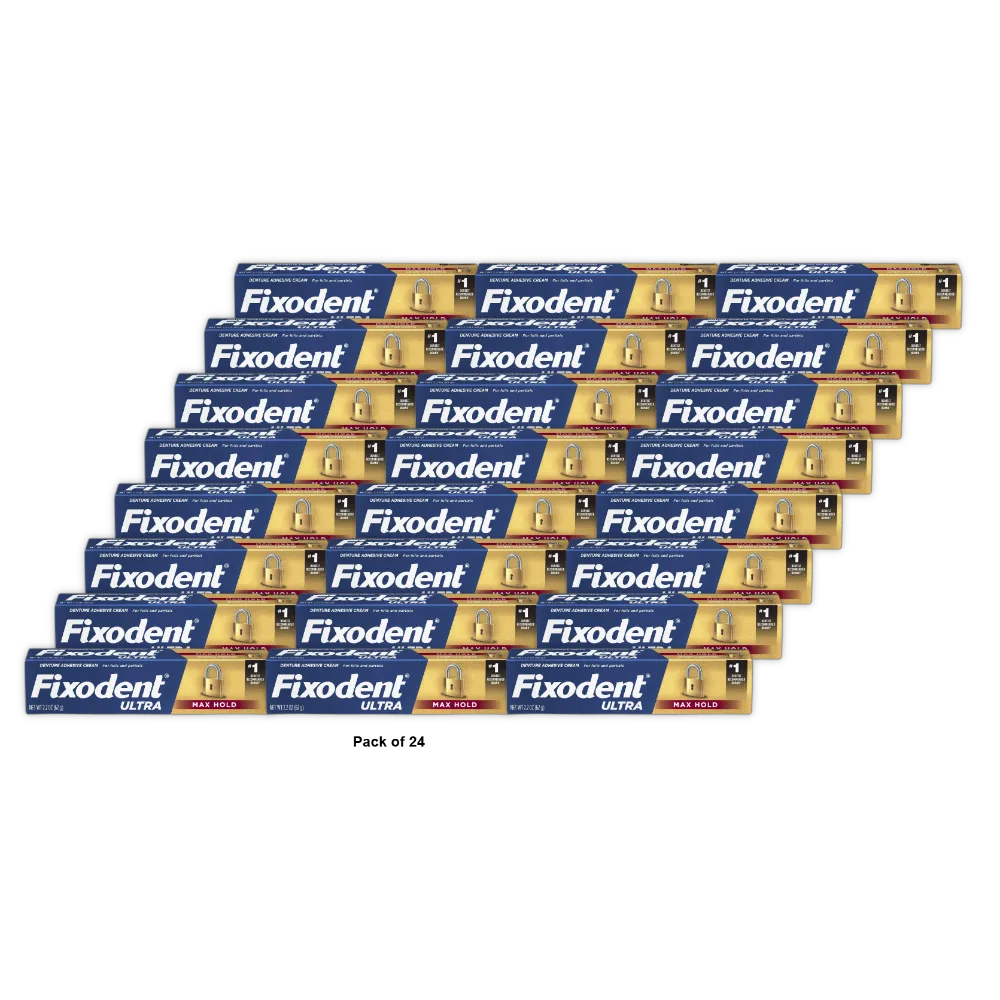 Fixodent Ultra Max Hold Dental Adhesive Cream 2.2Oz (Pack of 24)