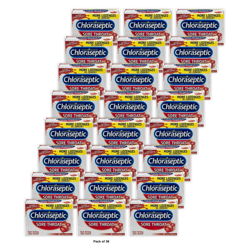 Chloraseptic Sore Throat Lozenges With Cherry Flavor18 Each 5.76oz (Pack of 36)