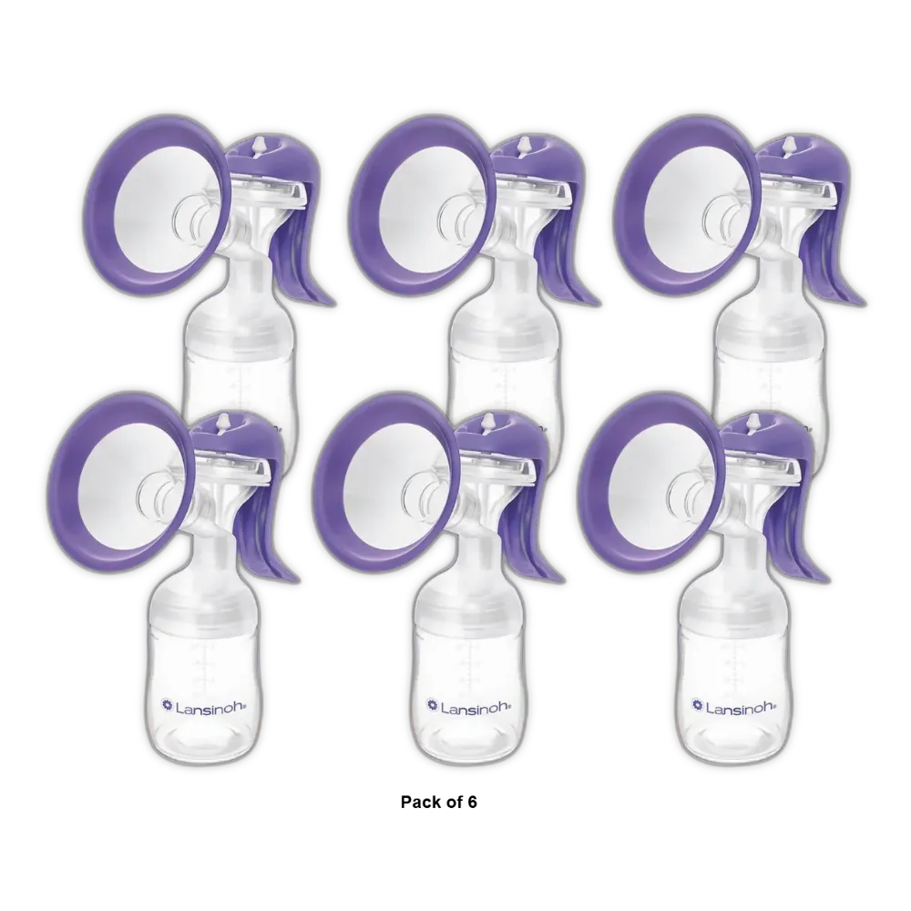 Lansinoh Manual Breast Pump Portable Hand Pump for Breastfeeding 12.8oz (Pack of 6)
