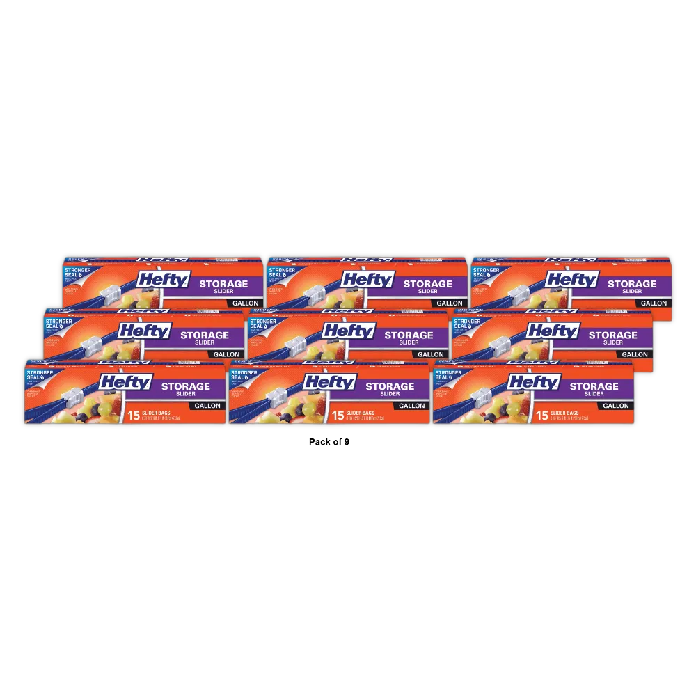 Hefty Gallon Food Storage Slider Bag 6.88Oz (Pack of 9)