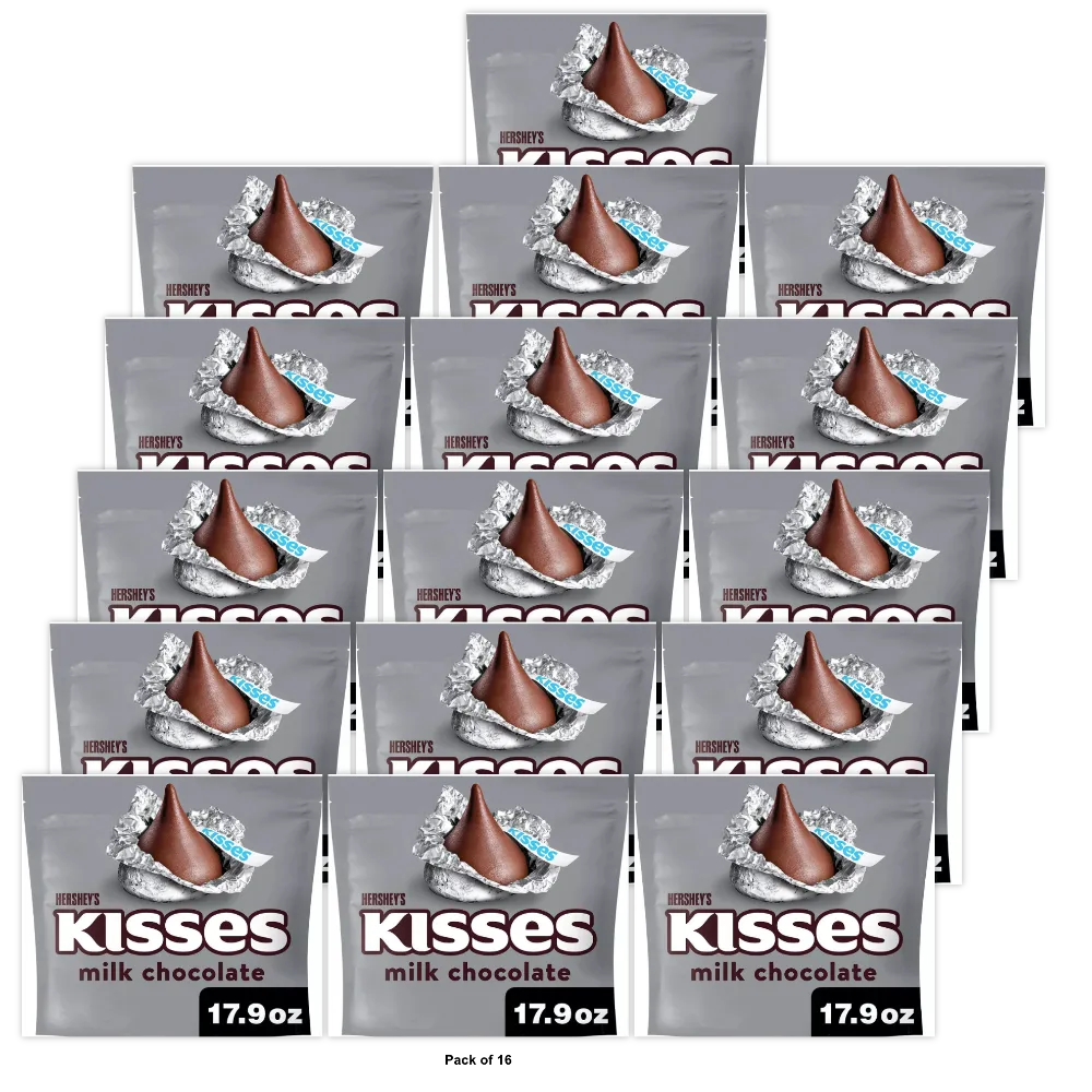 Hersheys Kisses Milk Chocolate Candy 17.9Oz (Pack of 16)