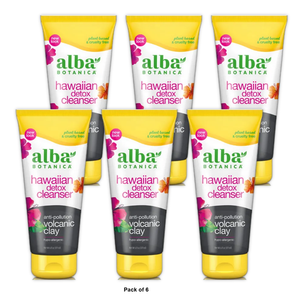 Alba Botanica Hawaiian Detox Anti-Pollution Volcanic Clay Cleanser 6Oz (Pack of 6)
