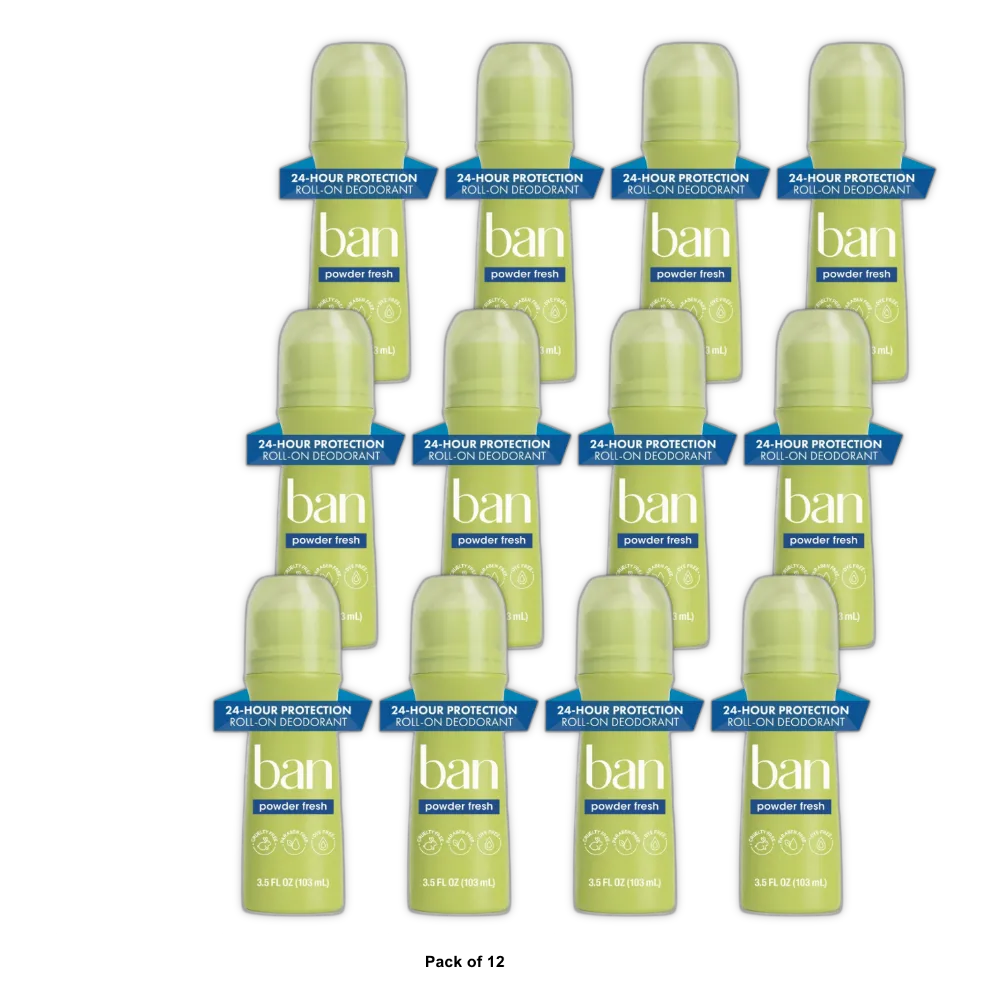 Ban Roll On Antiperspirant Deodorant Powder Fresh 3.5Oz (Pack of 12)