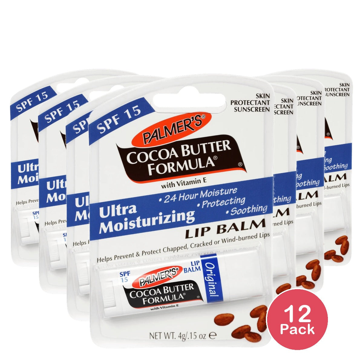Palmer's Cocoa Butter Formula Ultra Moisturizing Lip Balm SPF 15 Original - .15 0.15 Oz (Pack of 12)