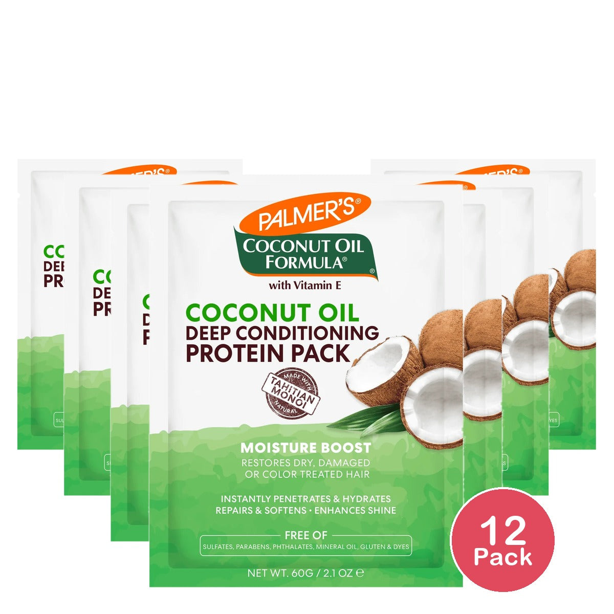 Palmer's Coconut Oil Formula Moisture Boost Protein Pack Hair Treatment for Dry 2.1 Oz (Pack of 12)