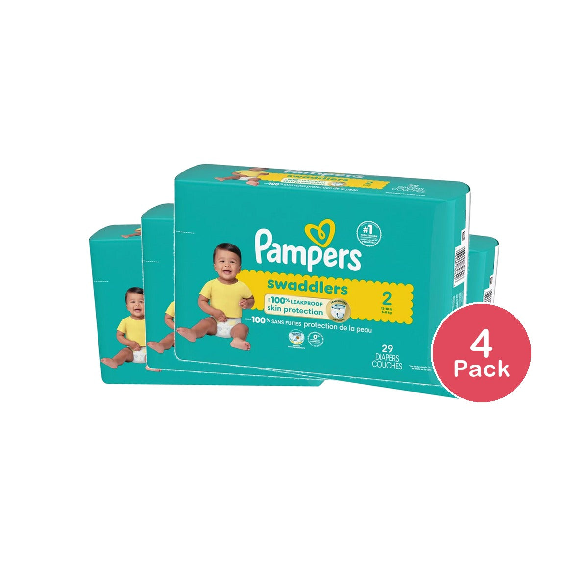 Pampers Swaddlers Sensitive Disposable Diapers - Size 2 (Pack of 4)