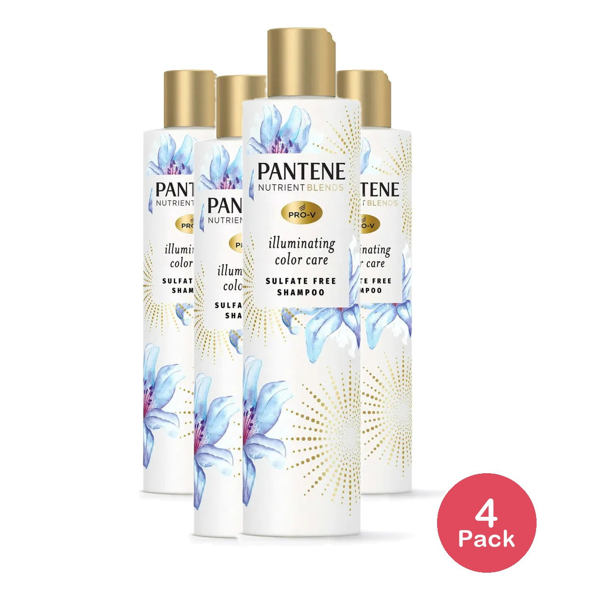 PANTENE Illuminating Color Care Shampoo with Biotin 9.6 Ounce (Pack of 4)